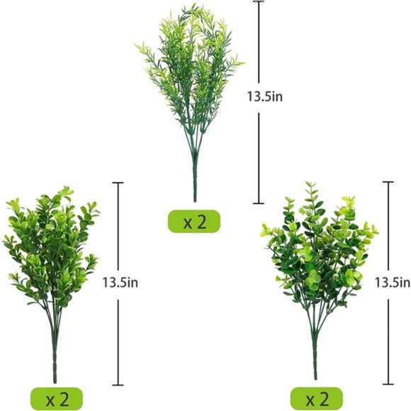 6 Bundles Artificial Greenery Stems Mixed Fake Plants Eucalyptus Rosemary - Picture 3 of 6